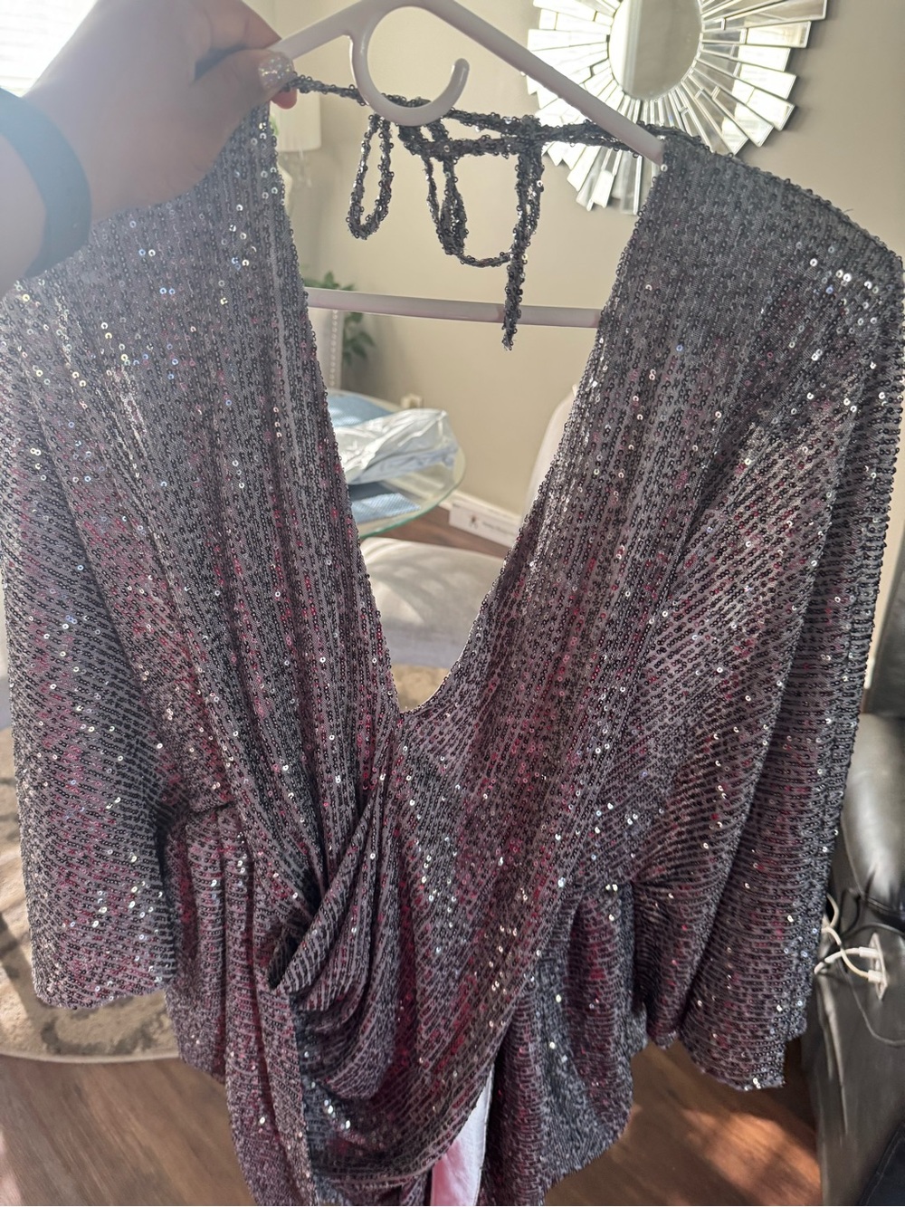 Elllae Lisque Silver Sequin Backless Mini Dress - Glamorous Party Dress - Picture 8 of 8